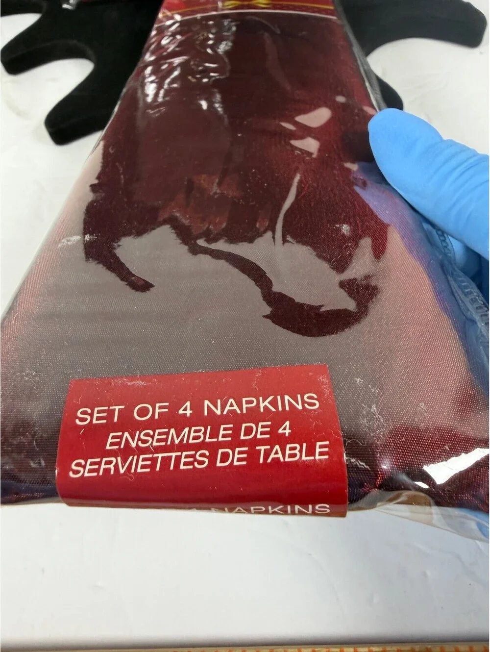 Lot of 2 Ribbon Tree Napkin Sets (8 Total) Red Holiday Table Linens F4
